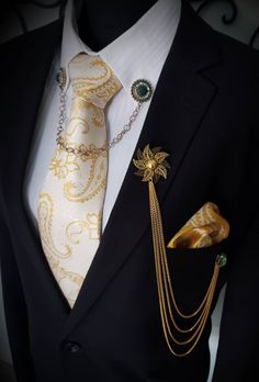 Mens Formal Ball Attire, Steampunk Wedding Suit, Suit Jewelry Men, Ballroom Suits For Men, Gold Suit Accessories, Celestial Suit Men, Fancy Mens Outfits, Fantasy Wedding Suit, Masquerade Ball Outfits For Men