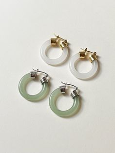 Jade Collection 2023 – Gabi The Label Jade Hoop Earrings For Gift, Elegant Jade Hoop Earrings, Elegant White Jade Jewelry, Classic Jade Earrings Gift, Classic Jade Earrings As Gift, Modern Gold Jade Jewelry, Elegant White Jade Earrings, White Jade Earrings For Gift, White Plated Earrings For Gift