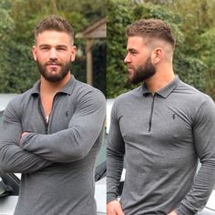 Look simple et branché, tout à l'avantage de ce beau gars... Mens Hairstyles Fade, Beard Haircut, Beard Hairstyle, Men Haircut Styles, Cool Hairstyles For Men, Beard Styles For Men