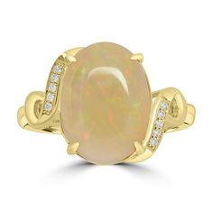 3.77ct Opal Rings with 0.036tct Diamond set in 14K Yellow Gold Ring Style, Diamond Set, Yellow Gold Ring, Opal Gemstone, Opal Rings, Metal Color, Diamond Gemstone, Yellow Gold Rings, Gemstone Colors