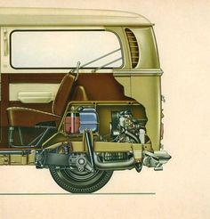 a drawing of an old car with luggage on the back