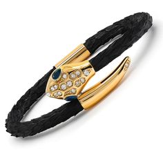 The bracelet features a golden snake charm intricately designed and expertly crafted, symbolizing power, transformation, and wisdom. The snake coils gracefully around the wrist, while the black python leather band adds a touch of edginess and uniqueness to the overall look. Each piece is carefully handmade, ensuring exceptional quality and attention to detail. The combination of the luxurious golden snake and the supple black python leather creates a striking contrast, making this bracelet a tru Adjustable Luxury Snake Jewelry, Luxury Snake-shaped Bracelet As Gift, Luxury Snake Shape Bracelet For Gift, Luxury Adjustable Snake Bracelets, Luxury Adjustable Snake Bracelet, Adjustable Luxury Snake Bracelets, Adjustable Luxury Snake Bracelet, Husband Birthday Gift, Golden Snake