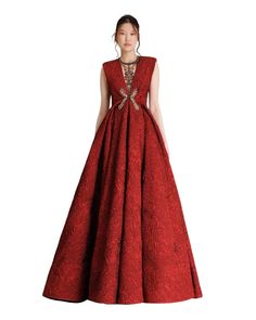 Explore Structured_Shoulder_Dress_Long_Dresses by Gemy_Maalouf in Red at THE LIST. Enjoy best prices with free shipping. Structured Shoulder, Red Maxi, Designer Products, Necklines For Dresses, Long Dresses, Flare Skirt, The List, Long Dress, Shoulder Dress