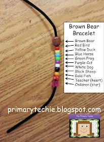 the brown bear bracelet is made with beads