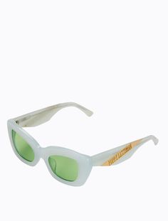 Chunky cat eye sunglasses in high quality opaque milky mint acetate with green CAT1 UV protected lens. Frame width: 15cmFrame height: 5cm Chunky Cat, Poppy Lissiman, Cat Eye Sunglasses, Cat Eye, Mint, Sunglasses, Frame, High Quality, Green