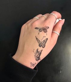 Butterfly Tattoo Butterfly Hand Tattoo For Women, Butterfly Tattoo Hand, Butterfly Thigh Tattoo, Delicate Tattoos For Women, Butterfly Hand Tattoo, Unique Butterfly Tattoos, Small Girly Tattoos, Small Pretty Tattoos, Unique Butterfly