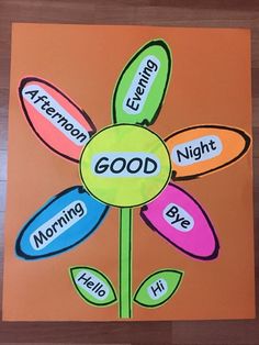 a flower made out of paper with words on it that say good night and morning