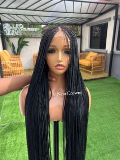 45 inches exactly as seen is AVAILABLE AND READY TO SHIP  This wig is pure luxury 👌 Get it before someone else does and it all becomes a shoulda woulda coulda. 😀 Lace type: Full lace wig Hair type: BASE hair is human hair. Extensions: synthetic braiding hair. Wig construction: glueless Wig accessories: 1) wig Combs 2) elastic band  3) baby hairs. Base hair color: dark roots. Dark roots means the base/roots hair will be black or natural color whilst the braids will be your chosen color. Coloure Stitch Box Braids, Micro Knotless Braids, Micro Knotless, Feed In Cornrows, Braids Stitch, Wig Construction, Box Braids Wig, Stitch Box, Wig For Black Women