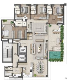 the floor plan for a three bedroom apartment