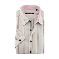 Introducing the Cassis shirt – a perfect blend of style and comfort for warm weather. Made with 100% linen, this short sleeve button up features a beige fabric with neutral stripes and accents of soft pink. Stay cool and fashionable in Cassis! Tailored fit Hidden button down collar with tab detail Trim detail on front placket, inside full collar and inside cuff. Signature Hammer Made logo on gusset 100% linen Machine wash cold / lay flat or hang dry Knit Outerwear, Polo Sweatshirt, Custom Suit, Beige Fabric, Slim Fit Shorts, Knit Sweatshirt, Tailored Shirts, Trim Detail, Tie And Pocket Square