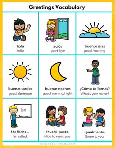 the spanish language worksheet for kids to learn how to spell and use it