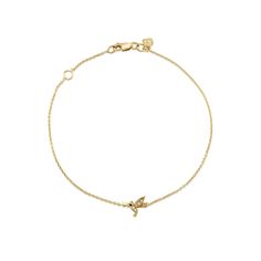 14k gold and diamond tiny hummingbird bracelet. Charm measures approximately 1/4"H x 1/4"W. The bracelet measures approximately 6.75" in total length. Hummingbird Bracelet, Deeper Meaning, Sweet Moments, Find Joy, Bracelet Charm, How To Make Notes, Sparkle Diamonds, Finding Joy, Bracelet Sizes