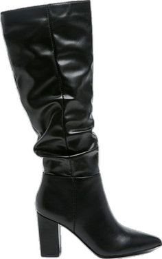 Polyurethane Heeled Boots For Night Out, Trendy Polyurethane Knee-high Boots For Night Out, Knee-high Polyurethane Boots For Night Out, Sleek Faux Leather Mid-calf Boots, Sleek Knee-high Boots With Round Toe For Night Out, Party Heeled Boots With Wide Calf, Party Knee-high Synthetic Boots, Party Wide Calf Polyurethane Heeled Boots, Trendy Wide Calf Mid-calf Boots For Night Out