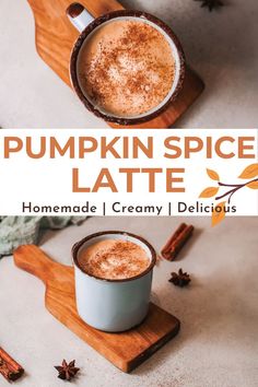 pumpkin spice latte with cinnamon on the side