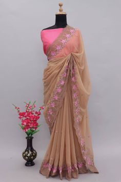 *At Customer's Huge Demand, Now Available With Full Stock...* *Georgett saree | Rashmika* 😻 Beautiful *Georgett silk* Sarees With *Beautiful embroidery work * with beautiful Cutwork in Border Paired With *plain mono* Silk Blouse 🎨Awesome 7 Colors 🎨 *Price just (₹) 1380 free shipping/-* only ✅ Ready to ship stock Cutwork Saree, Saree Traditional, Designer Sarees Collection, Traditional Saree, Embroidery Saree, Sari Fabric, Wedding Saree, Indian Saree