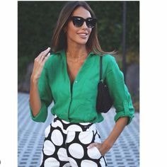 Questions? Leave A Comment Below! Green Office Shirt For Spring, Spring Office Green Shirt, Green Spring Office Shirt, Green Summer Tops For Office, Green Summer Office Blouse, Green Summer Blouse For Office, Green Summer Blouse For The Office, Chic Green Collared Shirt, Chic Green Workwear Shirt