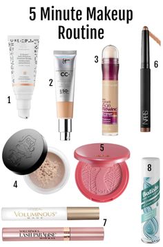 Makeup Routine For Beginners, Five Minute Makeup, 5 Minute Makeup Routine, Make Up Kits, 5 Minute Makeup, Natural Everyday Makeup, Minimalist Makeup, Makeup For Moms, Everyday Makeup Routine