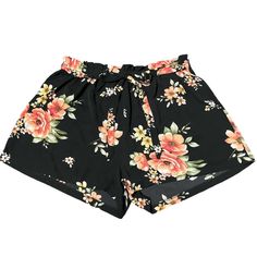 Brand: Yoins Size: 2xl Condition: New With Tags Fabric Type:100% Polyester High Waist, Bow Tie Waist, A-Line, Wide Leg, Culottes Short Shorts Pattern: Floral Casual Summer Beach Shorts, Fit For Everyday Dressing, For Beach, For Women And Youth; Wear Yours With Monochrome Separates And Sandals Black Floral Print Bottoms For Summer, Black Floral Print Shorts For Summer, Casual Black Bottoms With Floral Print, Black Vacation Shorts For Spring, Black Shorts For Spring Vacation, Black Shorts For Vacation In Spring, Spring Vacation Black Shorts, Black Floral Print Shorts, Black Floral Print Vacation Bottoms