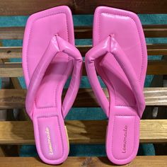 Nwob/ Nwot No Flaws. Women’s Size 10 Square Toe Flip Flop Sandals. Puffy Flip Flop Makes It Feel Surprisingly Comfortable On Your Foot! Casual Pink Sandals With Square Toe, Casual Toe Post Sandals With Padded Heel, Casual Pink Square Toe Sandals, Pink Square Toe Sandals For The Beach, Pink Square-toe Beach Sandals, Pink Square Toe Sandals For Beach, Rainbow Heels, Pink Square, Square Toe Sandals