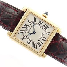 Cartier Tank (submodel) 16302 Quartz 25x31mm White Yellow gold - Watch with original box and original papers - 3ATM - Sapphire crystal Roman Numeral Bracelet, Model Tanks, Cartier Tank, Authentic Watches, Yellow Gold Bracelet, Gold Case, White Dial, Watch Sale, Sapphire Crystal