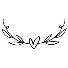 a black and white drawing of an olive branch with a heart