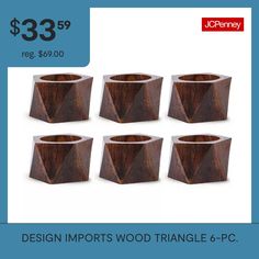 six wooden planters with price tag for $ 3 95 each or more at jcheney com