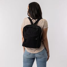 cute black small backpack#color_ivory-black Solid Color Everyday Canvas Backpack, Functional Black Cotton Backpack, Everyday Black Backpack With Anti-theft Features, Everyday Canvas-lined Standard Backpack, Versatile Anti-theft Backpack At Affordable Price, Feeding America, Mini Backpack, Everyday Carry, School Work