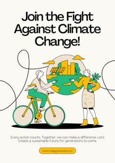 Blue and Green Playful Illustration Climate Change Campaign Poster - Templates by Canva Climet Changes Poster, Climate Illustration, Ocean Poster, Playful Illustration, Hero Poster, Social Problem, Campaign Posters, Awareness Campaign, Poster Series