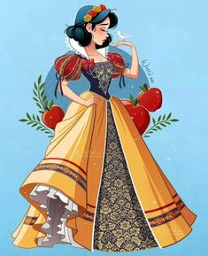 snow white from disney's snow white and the seven dwarfs in her yellow dress