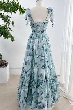 Cute Pretty Dresses, Bow Strap Dress, Back Tie Dress, Casual Dresses Long, Tie Strap Dress, Evening Party Dresses, Floral Pattern Dress, Trend 2024, Looks Party