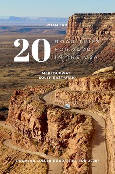 the cover of roadtrips in the usa with text overlaying it that reads 20 roadtrips for the usa