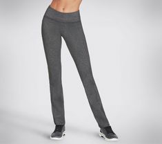 Stay active throughout the day in flexible comfort with Skechers GO WALK Wear OG Pant. This active pant features a GO FLEX moisture-wicking nylon and spandex blend fabric, chafe-free seams for total comfort, exterior side pockets and back pockets. Regular length. | Skechers Women's GO WALK OG Pant Regular Length Skechers Go Walk, Ponte Pants, Black Flare, Stay Active, Navy Fashion, Skechers Women, Grey Leggings, Grey Pants, Purple Fashion