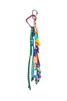 a multi colored key chain hanging from a hook