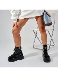 Women's Leather Rivet Wedge Punk Boots Side Zipper Buckle Belt Ankle Boots Platform Punk Gothic Women Motorcycle Boots Sexy Party Nightclub Cosplay Boots Black         Women Shoes, size features are:Bust: ,Length: ,Sleeve Length: Punk Synthetic Boots For Concerts, Punk High Ankle Platform Boots In Synthetic, Punk High-top Synthetic Platform Boots, Punk High-top Platform Boots In Synthetic Material, Punk Style Synthetic Platform Boots, Synthetic Punk Platform Boots For Concerts, Gothic Synthetic Boots For Concerts, Alternative Synthetic Boots For Concerts, Alternative Style Synthetic Boots For Concerts