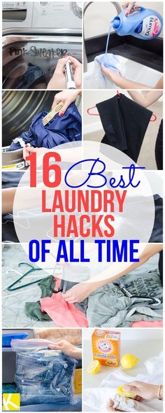 the best laundry hacks of all time are in this collage with images of clothes and