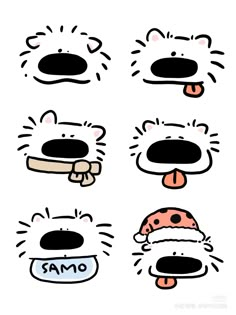 some cartoon animals with different expressions on them