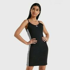 Adidas Originals Tank Dress- Black/White New With Tag, Never Worn. No Smoke Or Pets. Please Note: Photos Show L But This Listing Is The Exact Same But Is A Small/L Was Sold. Small: Armpit To Armpit (Laying Flat) 16.5" Shoulder To Hem: 35" #Tds232 Sporty Adidas Cotton Dress, Summer Stretch Adidas Dresses, Adidas Sporty Summer Dresses, Sporty Adidas Summer Dresses, Adidas Mini Dress For Spring, Sporty Cotton Mini Dress, Sporty Black Mini Dress, Adidas Fitted Mini Dress, Fitted Adidas Mini Dress