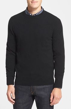 Nordstrom Cashmere Crewneck Sweater (Regular & Tall) available at #Nordstrom Cashmere Yarn, Crewneck Sweater, Crew Neck Sweater, Long Sleeve Tshirt Men, Personal Style, Layering, Men Sweater, Cashmere, Turtle Neck