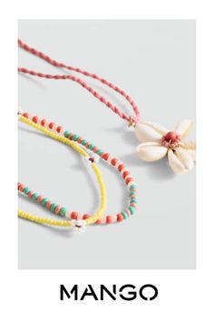 Take advantage of the best discount of the year with Black Friday, Pack of 3, Choker style, Rope design, Combined beads, Beads in the shape of flowers, Flower pendant Yellow Mango, Ideas Pulseras, Mango Outlet, Choker Style, Mango Kids, Rope Design, Gift Vouchers, Kids Jewelry, Flower Pendant