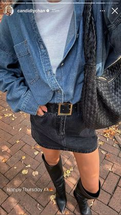 Portuguese Fashion Street Styles, Denim Skirt Outfit Fall, Fall Fit, How To Pose, Fall 2024