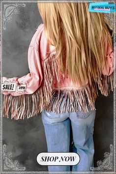 Malibu Pink Distressed Fringed Cropped Denim Jacket Trendy Fringe Denim Jacket For Spring, Trendy Fringed Denim Jacket For Spring, Trendy Faded Distressed Outerwear, Fringe Denim Jacket For Fall Festival, Spring Denim Jacket With Fringe In Cotton, Denim Outerwear With Frayed Hem For Festival, Spring Cotton Denim Jacket With Fringe, Trendy Faded Denim Jacket For Fall, Trendy Faded Outerwear For Spring