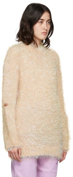 Find STELLA MCCARTNEY Knit Tinsel Opalescent Crewneck Sweater on Editorialist. Long sleeve nylon-blend sweater in beige featuring iridescent thread. Made from cruelty-free materials. Supplier color: Natural Tinsel Sweater, Yarn Sweater, Winter 22, Winter Is Here, Oliver Bonas, Fall 24, Knitwear Women, Crewneck Sweater, Long Sweaters