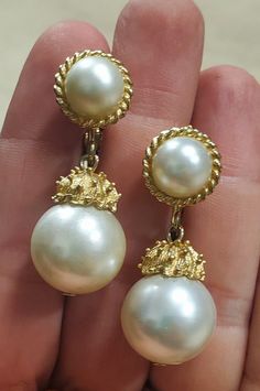 Gorgeous faux pearl Kramer clip on earrings. Formal Clip-on Dangle Earrings, Clip-on Drop Pearl Earrings, Pearl Clip-on Drop Earrings, Clip-on Pearl Drop Earrings, Formal Clip-on Drop Pearl Earrings, Formal Round Clip-on Costume Earrings, Formal Costume Jewelry Clip-on Drop Earrings, Clip-on Dangle Pearl Earrings, Classic Pearl Clip-on Earrings For Formal Occasions