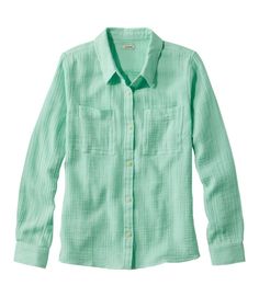 Women's Cloud Gauze Shirt, Long-Sleeve | Shirts & Button-Downs at L.L.Bean Button Down Shirt Women, Long Sleeve Summer Shirts, Gauze Shirt, Cotton Shirts Women, Womens Flannel Shirt, Short Sleeve Shirt Women, Flannel Women, Woven Top, Women's Shirts