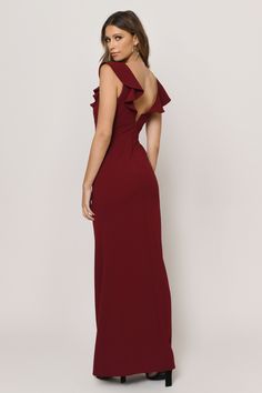 Looking for the Too Close Ruffle Maxi Dress in Wine? Shop our latest women’s Red Maxi Dresses at Tobi! Romance starts here. The Too Close Wine Ruffle Maxi Dress will WOW at all your formal events this year, featuring a sleeveless construction, ruffles along the deep v-neckline, and an open back. This long ruffle dress will look stunning with simple heels and a drop necklace. Deep V Maxi Dress, Long Ruffle Dress, Simple Heels, June Dress, Ruffle Maxi Dress, Wine Shop, Red Maxi, Red Dress Maxi, Blue Maxi