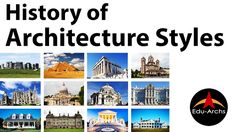 the history of architecture styles is shown in black and white, with images of buildings