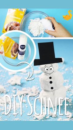 a snowman made out of doughnuts and powdered sugar with the words diy schne above it