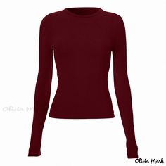 Olivia Mark - Soft and Cozy Relaxed-Fit Tops for Women Clothes Stockholm, Crop Tops Casual, Basic Crop Tops, Stockholm Style, Woman Wine, Chic Blouses, Elegant Blouses, Basic Long Sleeve, Red Blouses