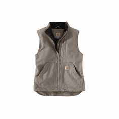 This women's fleece-lined canvas vest helps take the bite out of cold weather. Legendary Carhartt durability holds up to work, farm, and ranch wear, while a soft sherpa fleece lining offers everyday comfort. Multiple pockets give you plenty of storage options. Womens Carhartt Vest, Carhartt Vest, Womens Sherpa, Western Wear Outfits, Cute Country Outfits, Carhartt Womens, Taupe Grey, Carhartt Women, Outerwear Vest