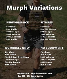 a man running in the mud with text overlay that reads murph variations